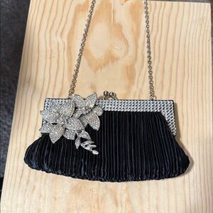 Letty Black Evening Clutch with Rhinestone